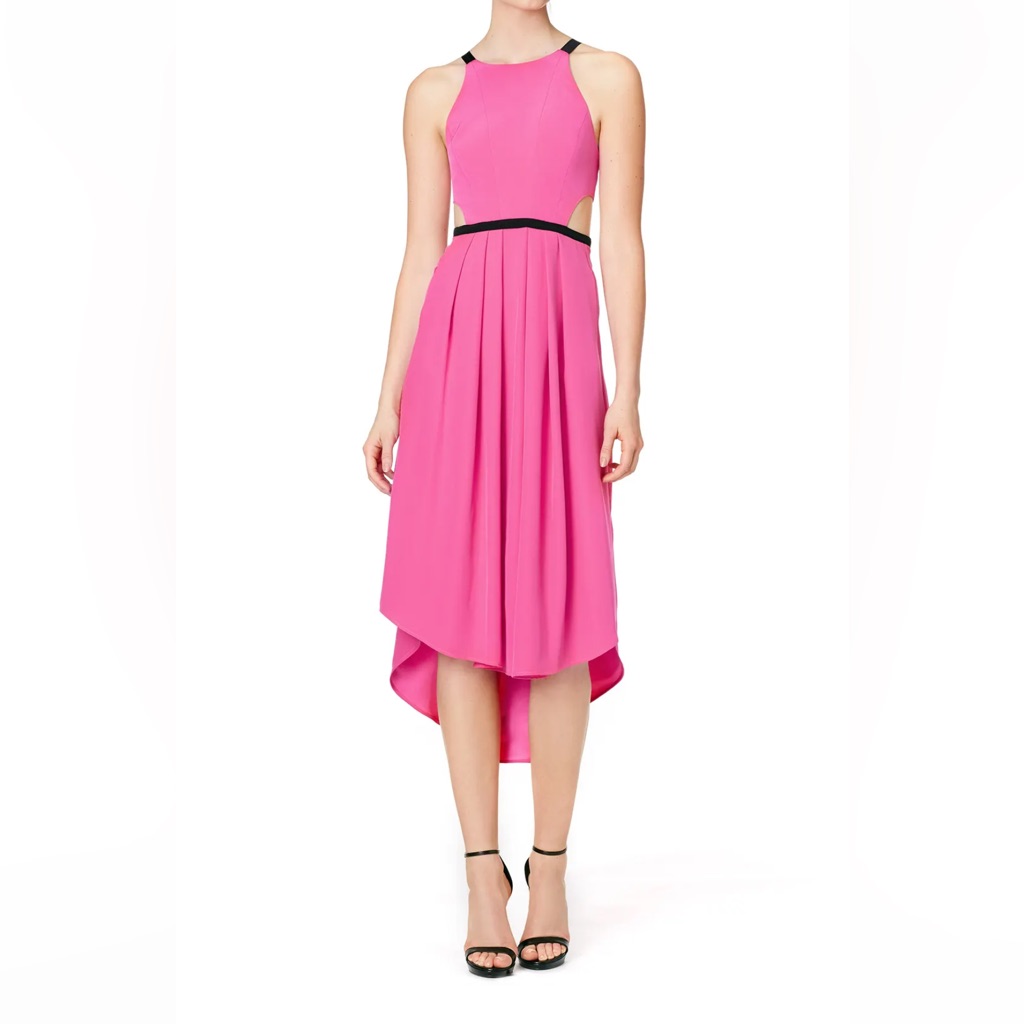 Hunter Bell Tag Maxi Dress Pink Hi-Low With Cut Out Sides & Pockets Size: 4 $528